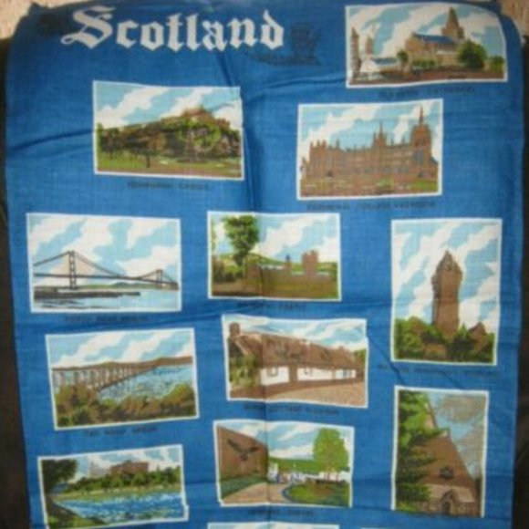 Other - Scotland Linen Tea Towel Castles Loch Bridge